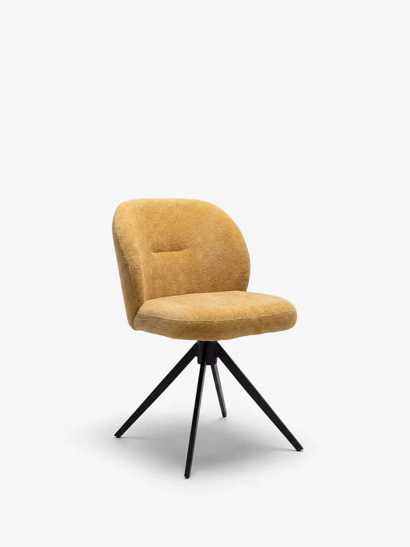 Alba Sedia imbottita in tessuto effetto cotone certificato OEKO-TEX® con base in metallo nero