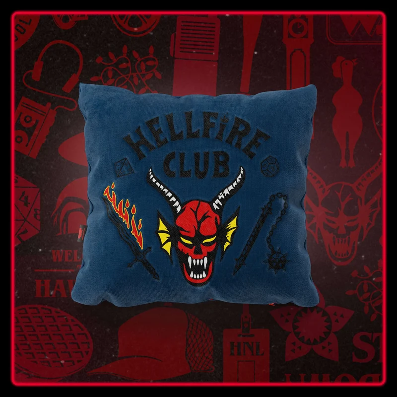 Cuscino Hellfire club stranger things Limited Edition con Ricamo – tessuto smacchiabile 45x45 blu
