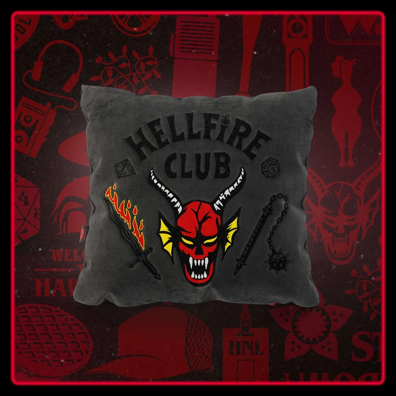 Cuscino Hellfire club stranger things Limited Edition con Ricamo – tessuto smacchiabile 45x45 antracite