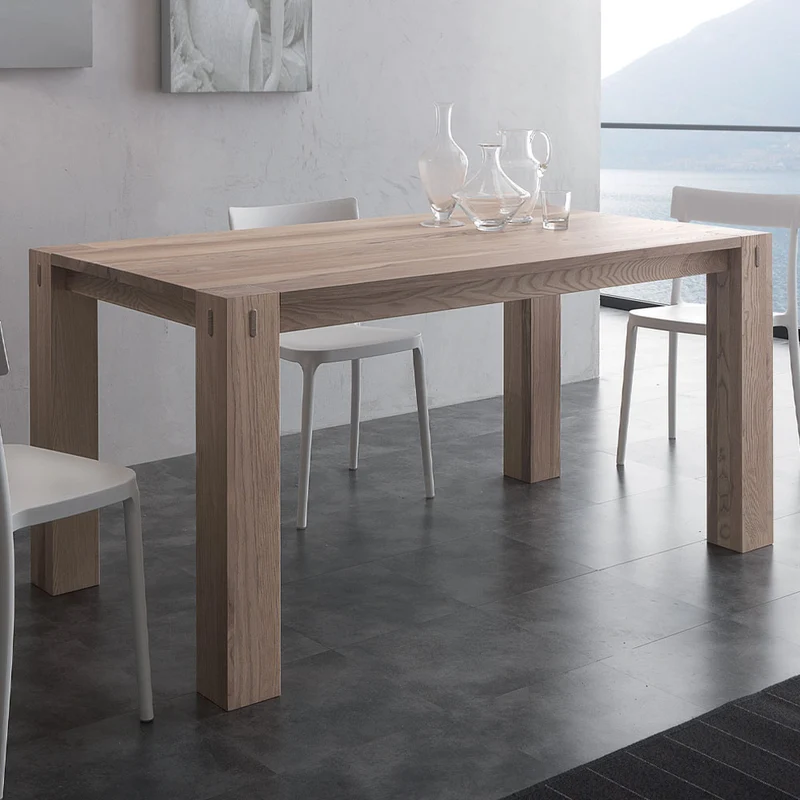 Factory - Tavolo pranzo legno massello allungabile cm 160/210/260x90x77h