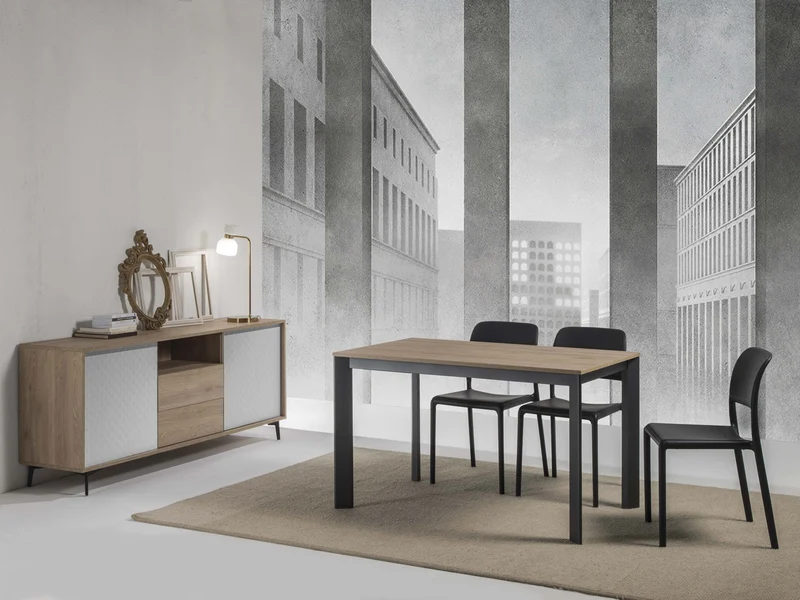 Everit - Tavolo da pranzo allungabile struttura in alluminio piano in legno cm 130/205x80x77h - vari colori
