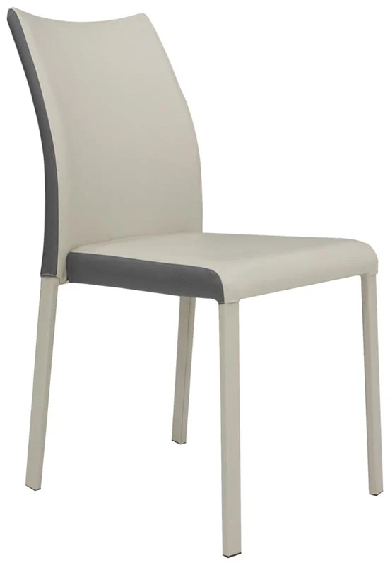 Set da 2 Sedia moderna living salotto in metallo ed ecopelle bicolore cm 42x41x87h