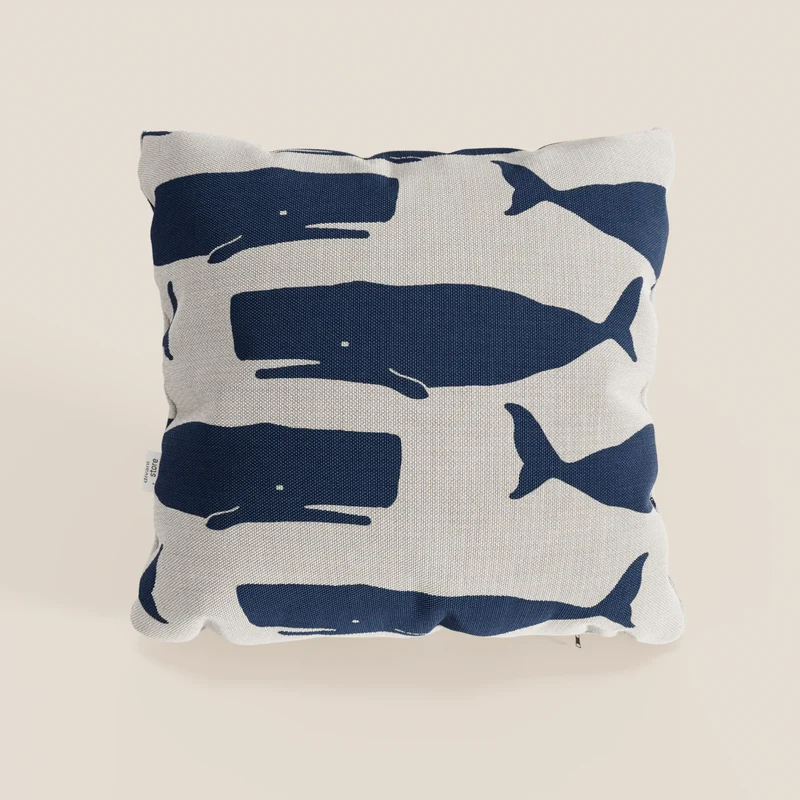 Nautilus collezione di cuscini in varie fantasie stile marino in tessuto impermeabile balena