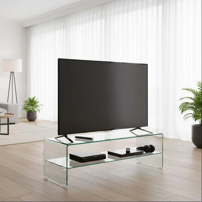Porta TV in vetro curvato trasparente Fancy 130