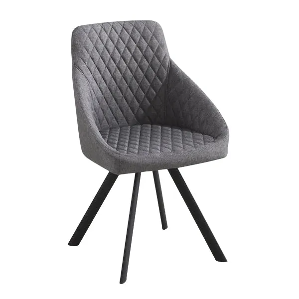 Set da 4 sedia moderna rivestita in tessuto grigio gambe in metallo cm 55x55x87h