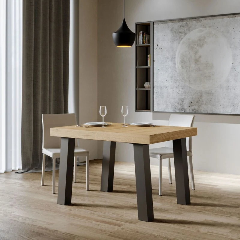 Raman - Tavolo da pranzo allungabile industrial in ferro e legno - Vari modelli