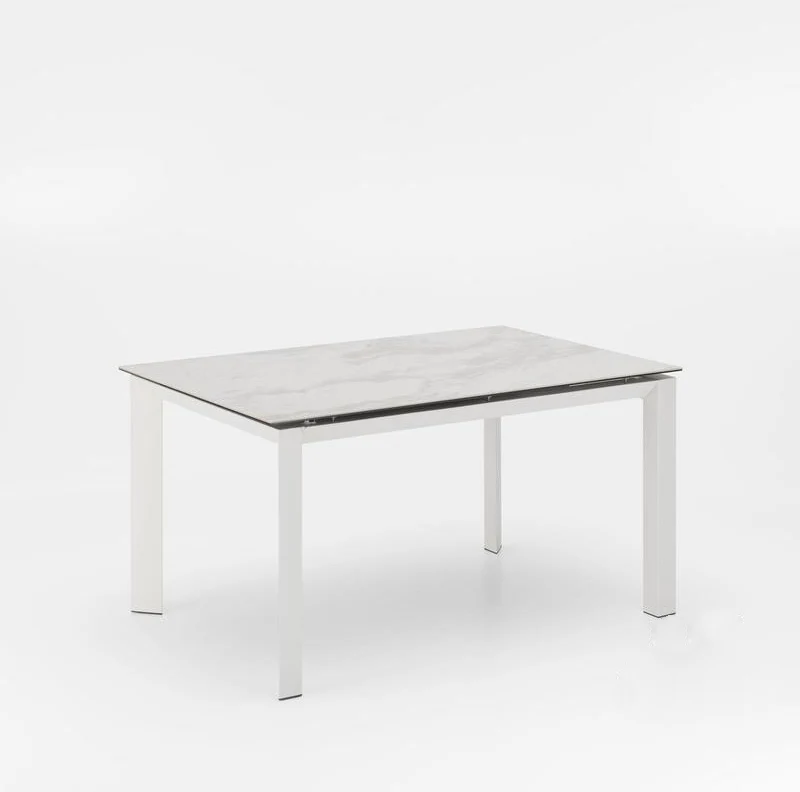 Account - Tavolo allungabile in metallo piano in ceramica effetto marmo cm 90x140/220x75h