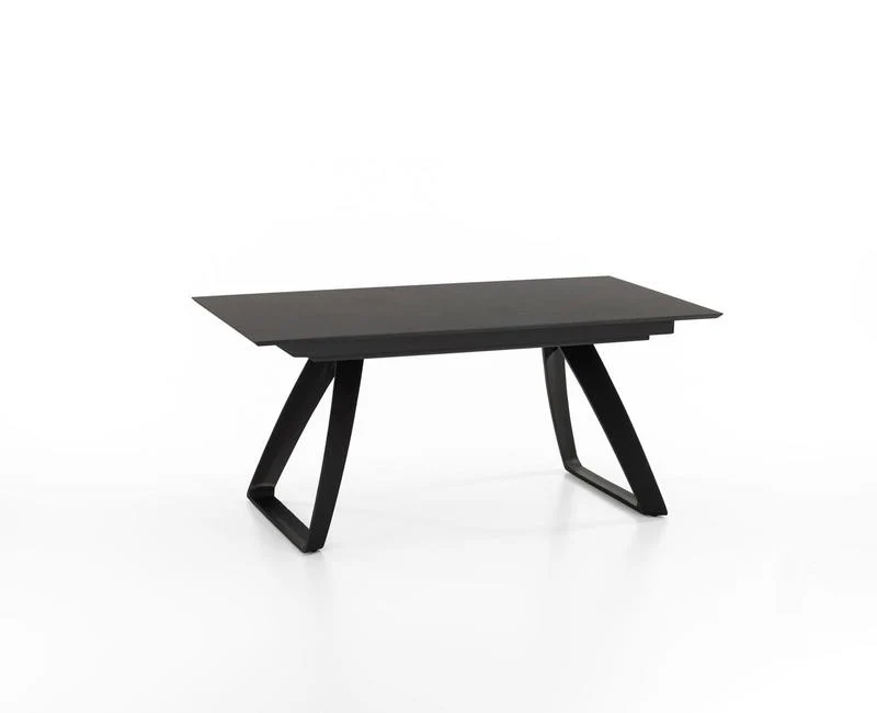 Tavolo moderno allungabile in metallo piano in legno colore grigio scuro cm 170/270x90x76h