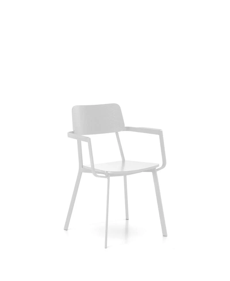 Set da 4 sedia da capotavola con braccioli in metallo e legno - vari colori