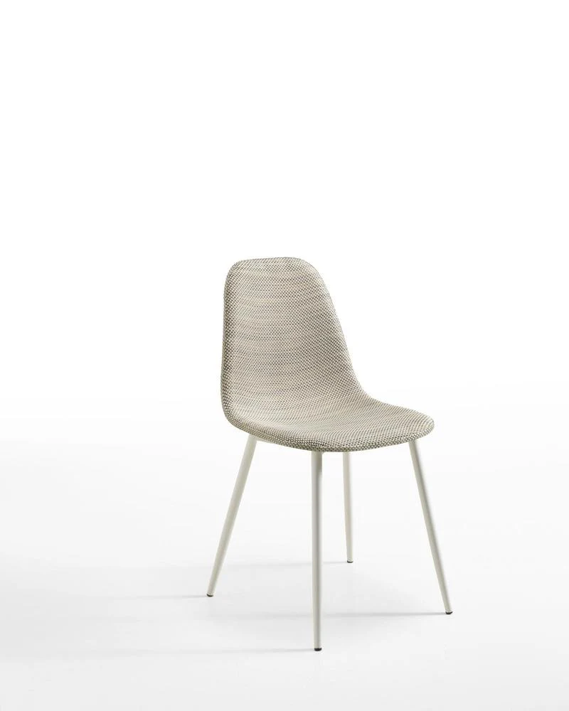 Set da 4 Sedia moderna scocca rivestita in tessuto effetto rattan cm 38x43x86h - vari colori