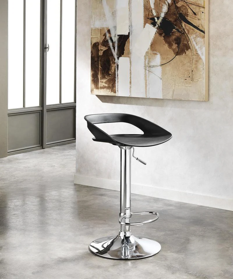 Sgabello alto regolabile design moderno in metallo seduta in PVC - vari colori