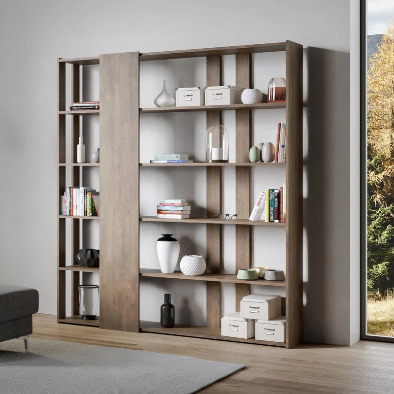 Land - Libreria scaffale a parete in legno da studio salotto cm 178x34x204h - vari colori
