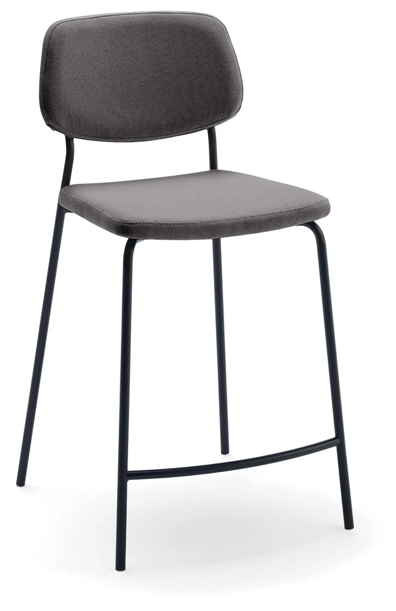 Sgabello fisso moderno struttura in metallo seduta e schienale in velluto cm 46x53x99h - vari colori