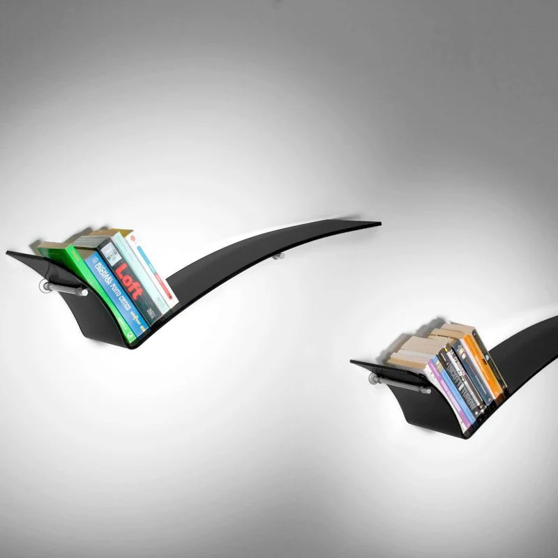 Tre mensole design Tick in vetro nero per cucina