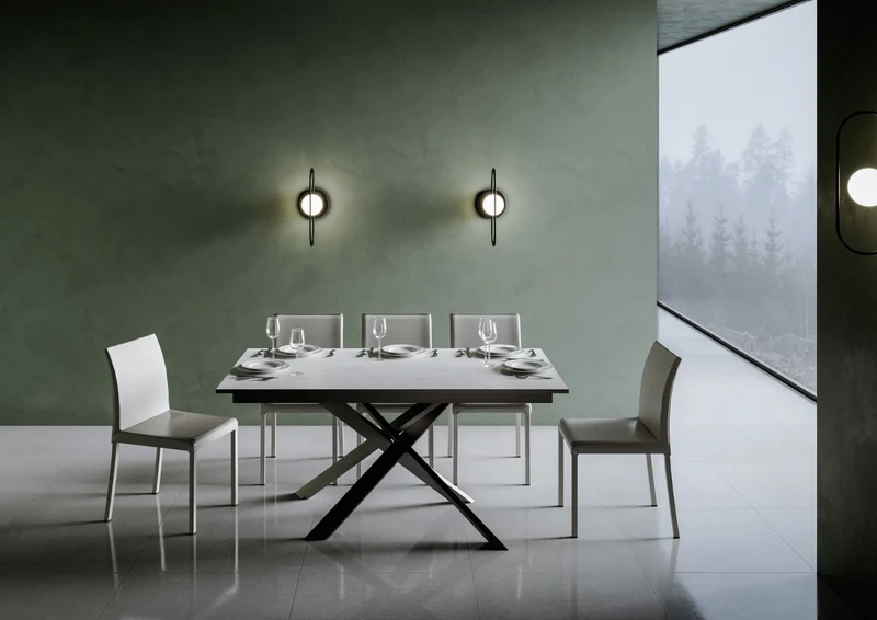 Yasir - Tavolo allungabile moderno gambe intrecciate in metallo cm 160/220x90x74h - vari colori