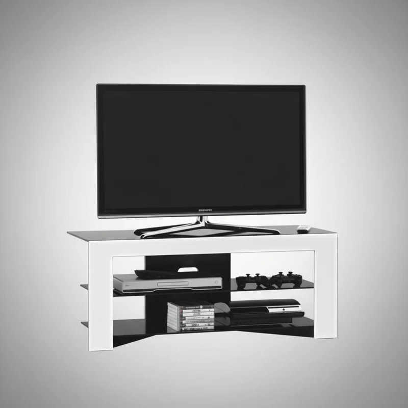 Mobile porta TV design Trix in legno bianco e vetro