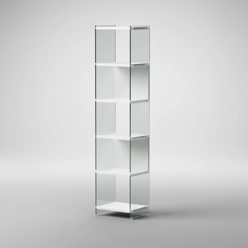 Libreria a colonna Tibor202 in vetro e laminato 202 cm