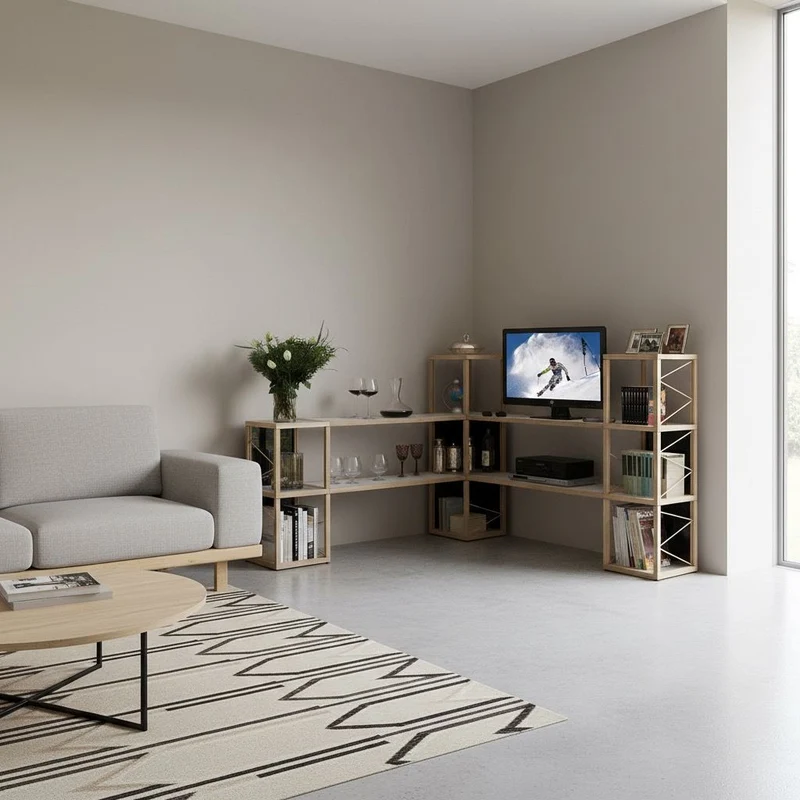 Libreria angolare in rovere naturale Castelli 4