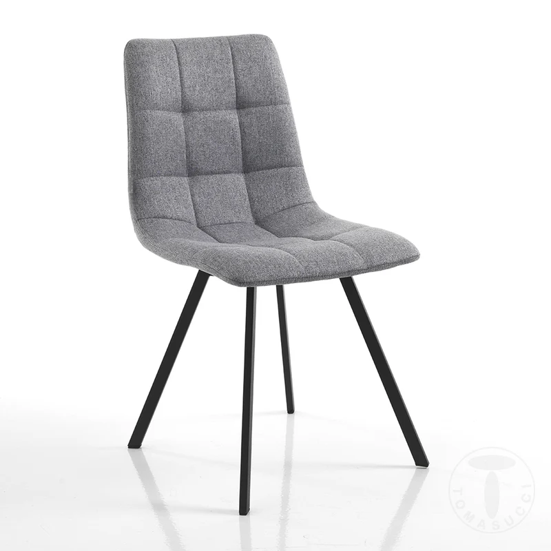 Set da 4 Sedia moderna scocca imbottita e rivestita in tessuto grigio cm 46x56x85h