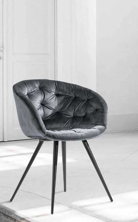 Cabiria 4G - Poltroncina sedia moderna rivestita in velluto cm 62x52x80h