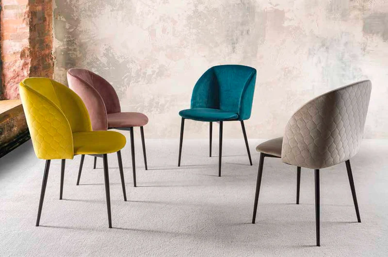 Pigalle Custom - Set da 4 Sedia poltroncina rivestita in velluto cm 52x58x83h - vari colori
