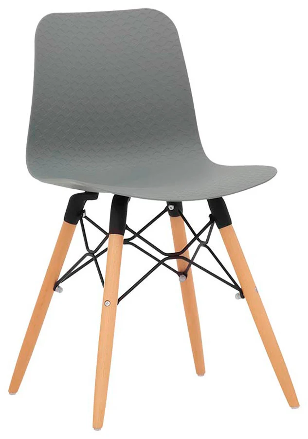 Set da 2 Sedia colore grigio design moderno stile eames in legno plastica e metallo