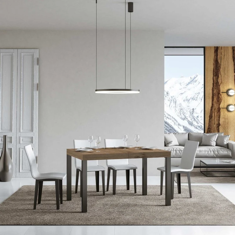 Ares - Tavolo da pranzo allungabile industrial gambe in metallo piano legno - Vari modelli