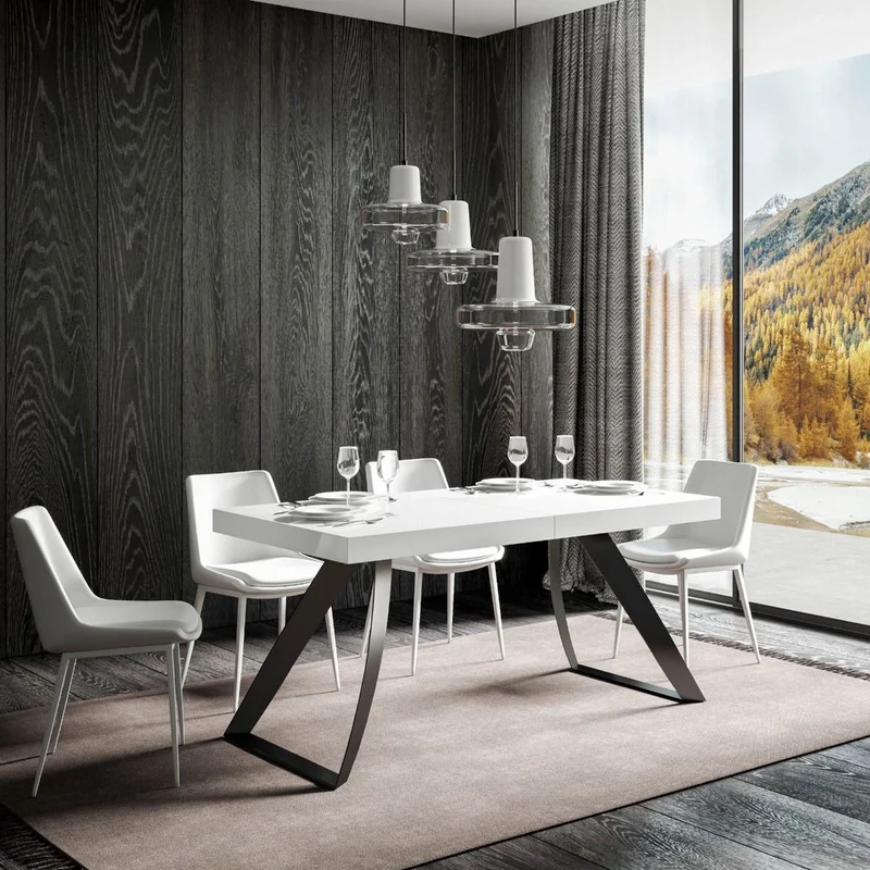 Manal - Tavolo allungabile design piano in legno gambe in metallo - Vari modelli