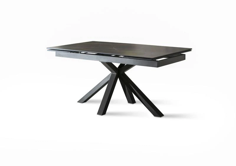 Tavolo design allungabile piano in ceramica e vetro effetto marmo nero cm 160/240x90x76h