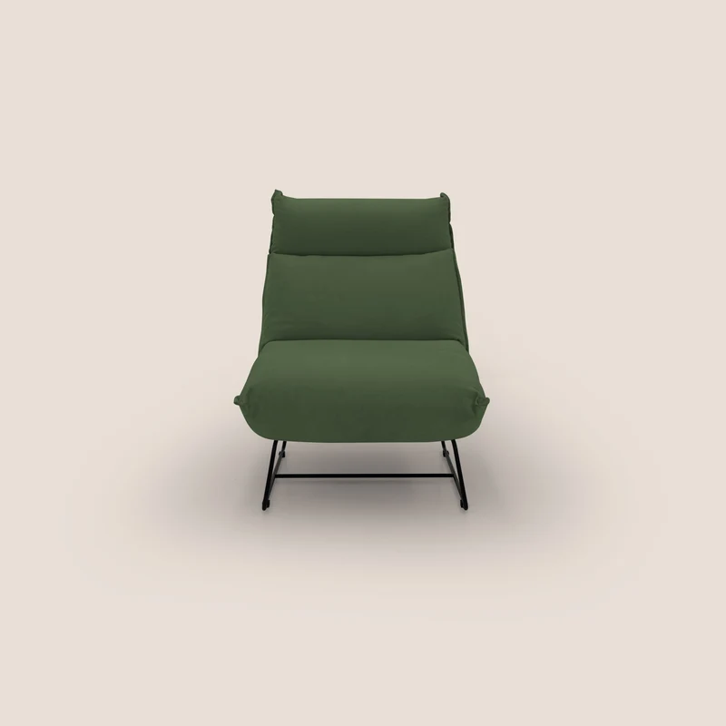Tessa Poltroncina dal design moderno in morbida microfibra smacchiabile T11 verde