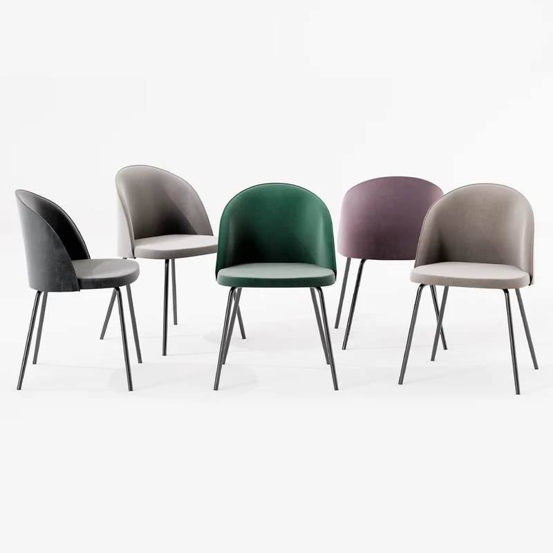 Lulù - Set da 4 Sedia in velluto moderna gambe in metallo nero cm 51x54x81h - vari colori
