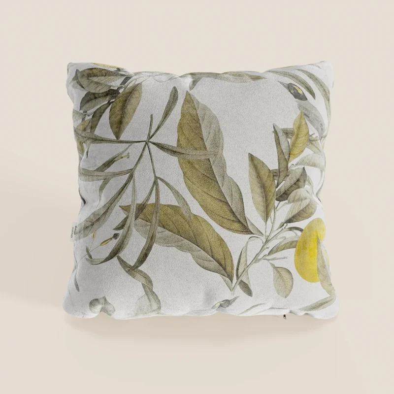 Lemon elegante collezione di cuscini a fantasia in velluto impermeabile panna
