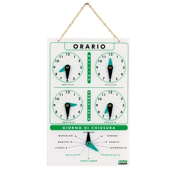 Cartello orario con catenella