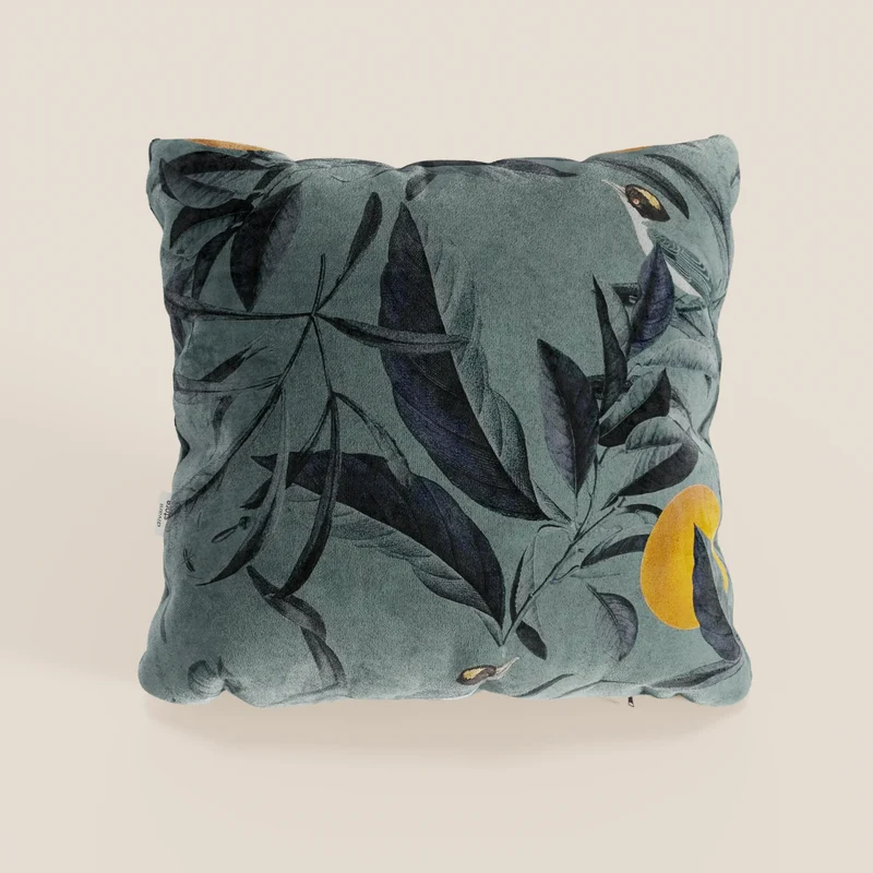 Lemon elegante collezione di cuscini a fantasia in velluto impermeabile petrolio