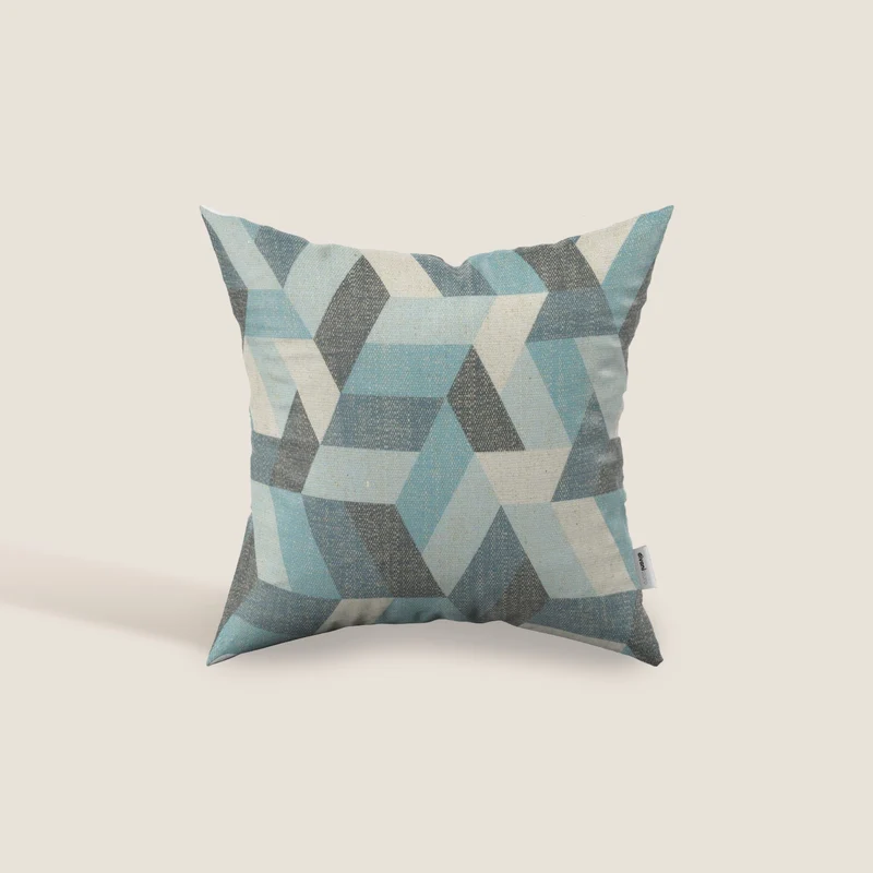 Unreal cuscini a fantasia geometriche in tessuto idrorepellente disponibile in diverse colorazioni azzurro