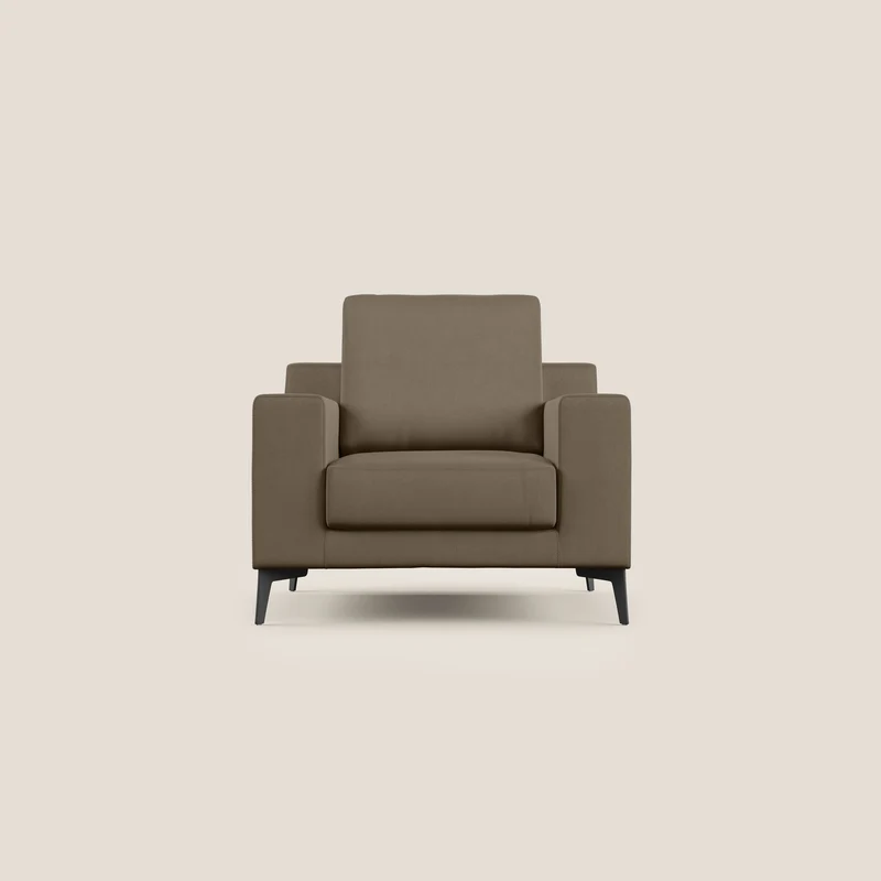 Prestige poltroncina moderna in microfibra smacchiabile T11 marrone