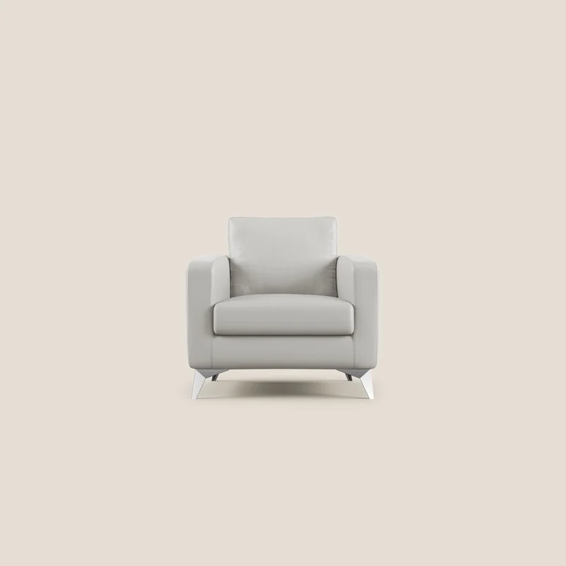 Orione Poltroncina in ecopelle moderna e impermeabile T04 grigio chiaro
