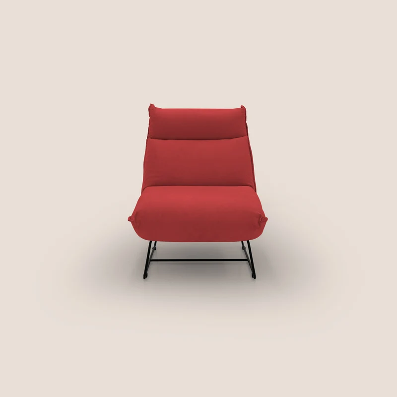 Tessa Poltroncina dal design moderno in morbida microfibra smacchiabile T11 rosso