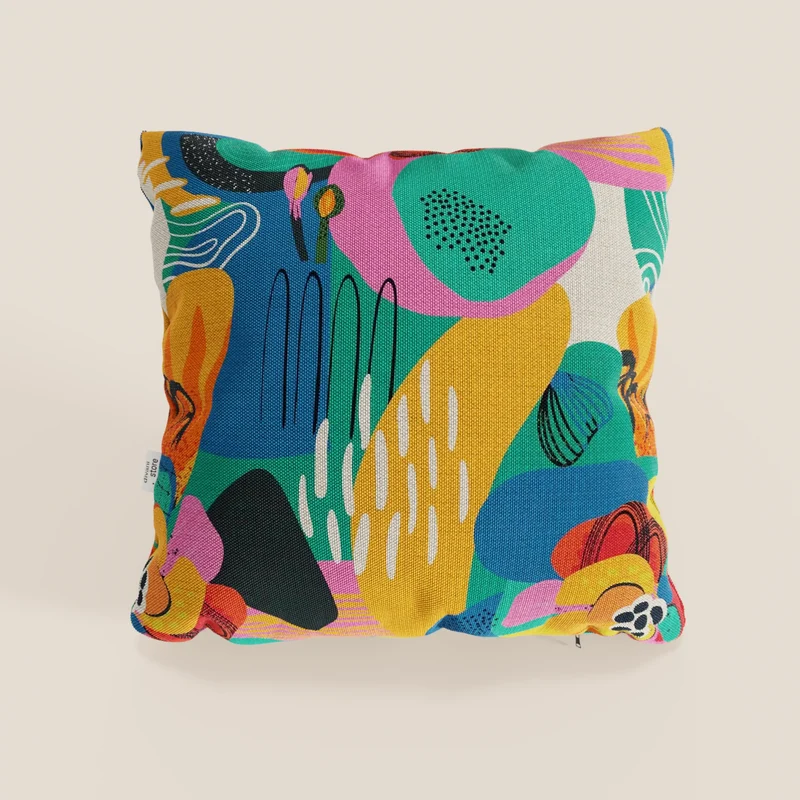 Joy collezione cuscini a fantasie multicolor in tessuto fresco cotone impermeabile giallo