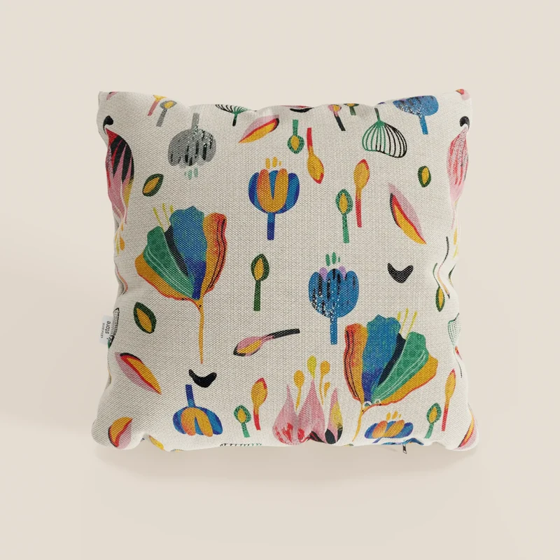 Joy collezione cuscini a fantasie multicolor in tessuto fresco cotone impermeabile panna