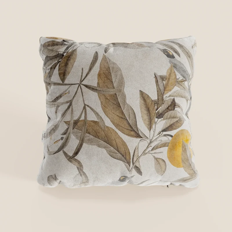 Lemon elegante collezione di cuscini a fantasia in velluto impermeabile beige