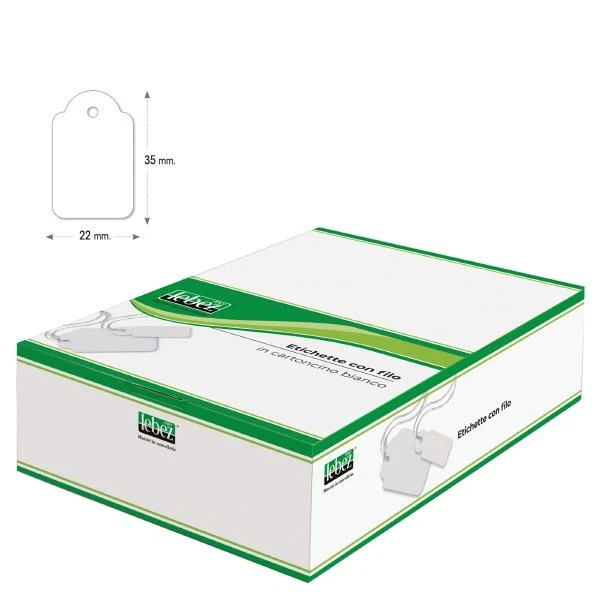 Etichette con filo - 22x35 mm - bianco - conf. 500 pezzi