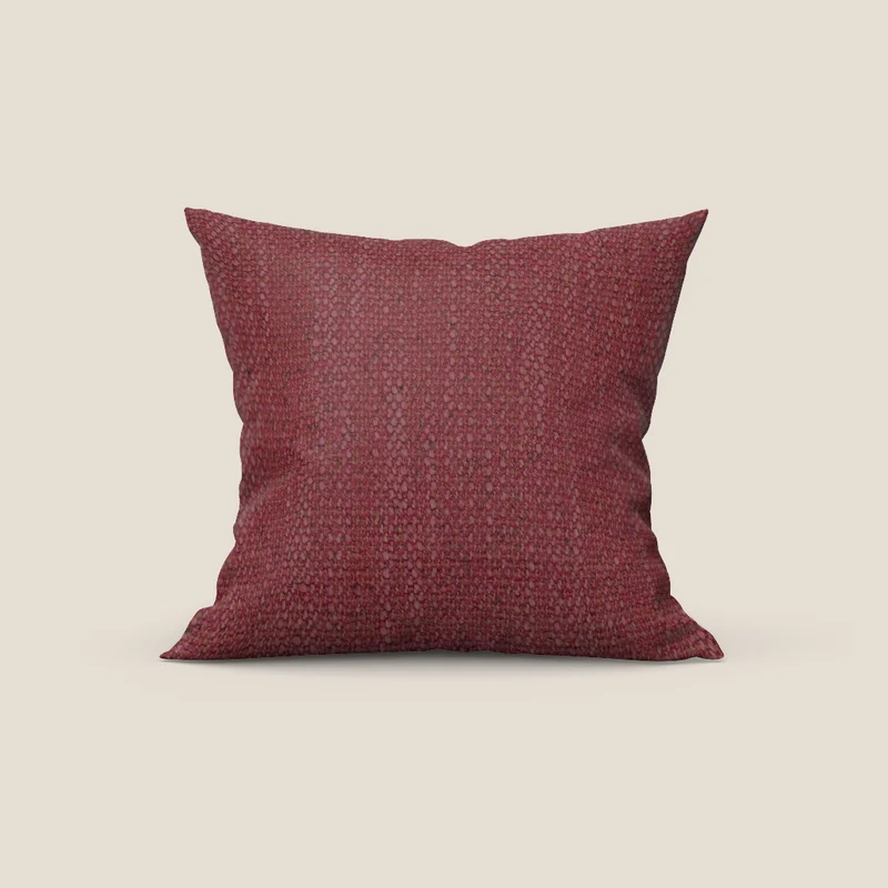Levante cuscino disponibile in diversi colori in pregiato bouclé riciclato fresco dalla trama melangiata smacchiabile T16 rosso