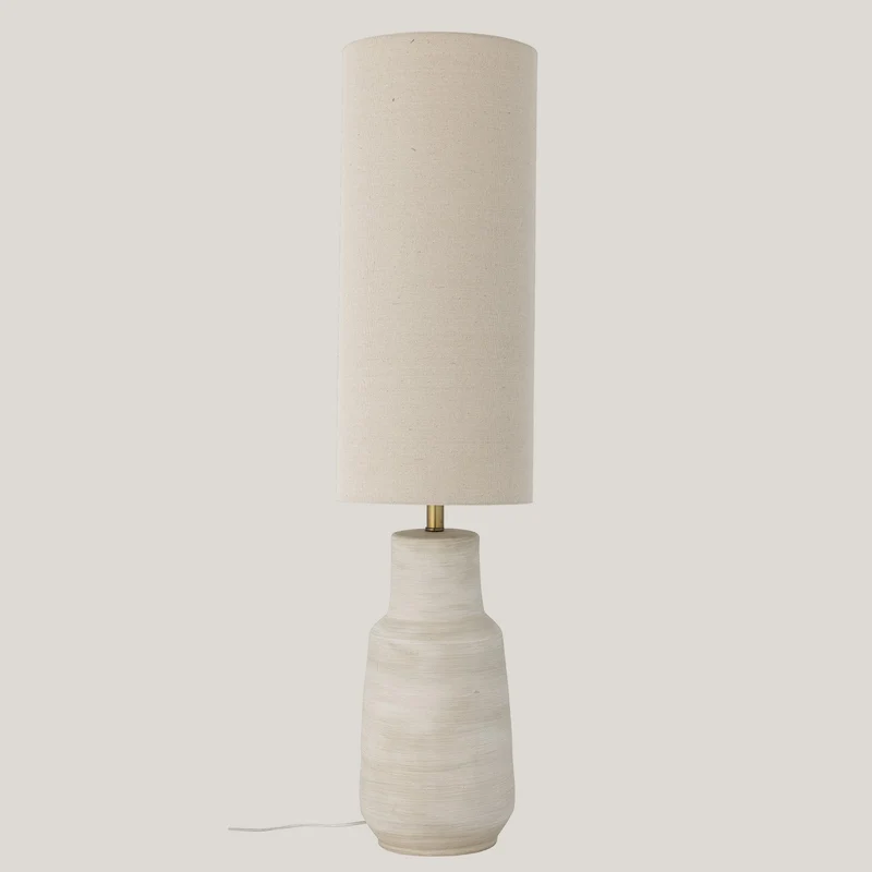 Linetta lampada da terra con base in gres stoneware bianco