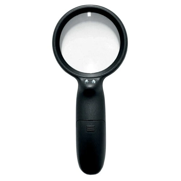 Lente di ingrandimento con led - lente grande diametro 7,5 cm - lente piccola 2 cm - nero