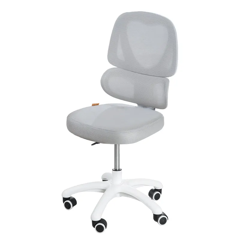 Kinderbürostuhl Smart Grow Premium - Ergonomischer Drehstuhl - Höhenverstellbar - Weiß / Grau