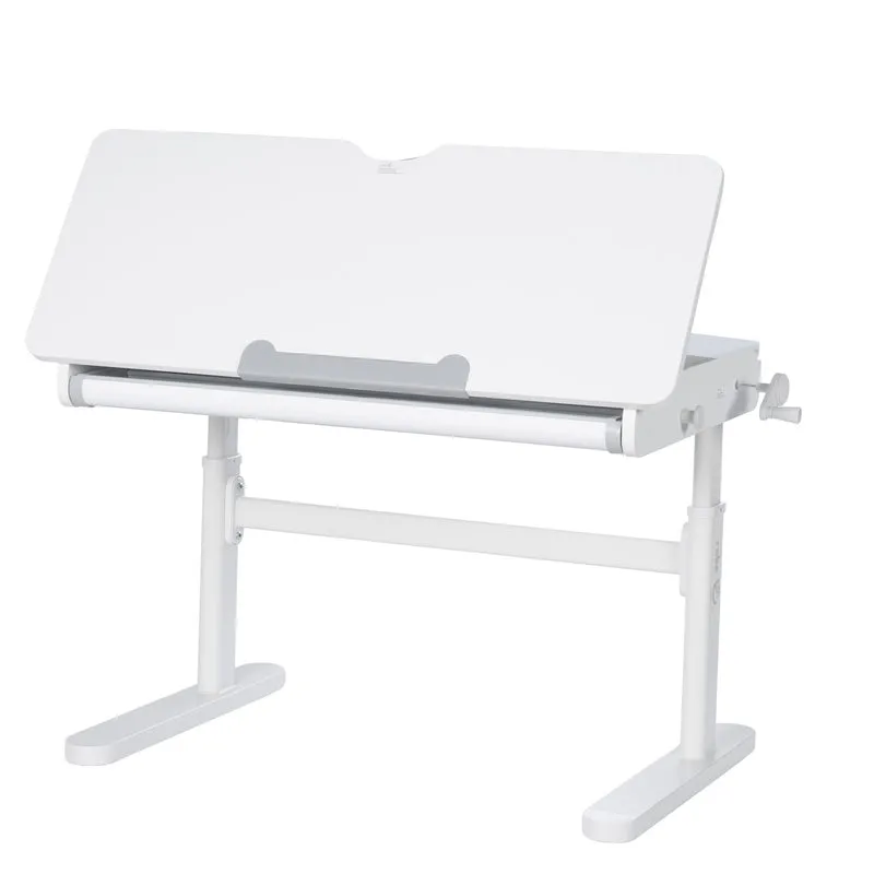 Kinderschreibtisch mit Schublade - Höhenverstellbar - Ergonomisches Design mit Stauraum & neigbarer Arbeitsfläche - Weiß