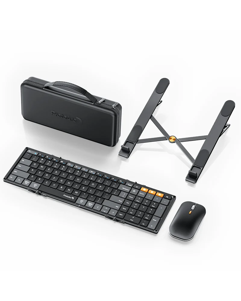 XKM01 CaseUp Foldable Keyboard & Mouse & Stand Combo (DE Layout)