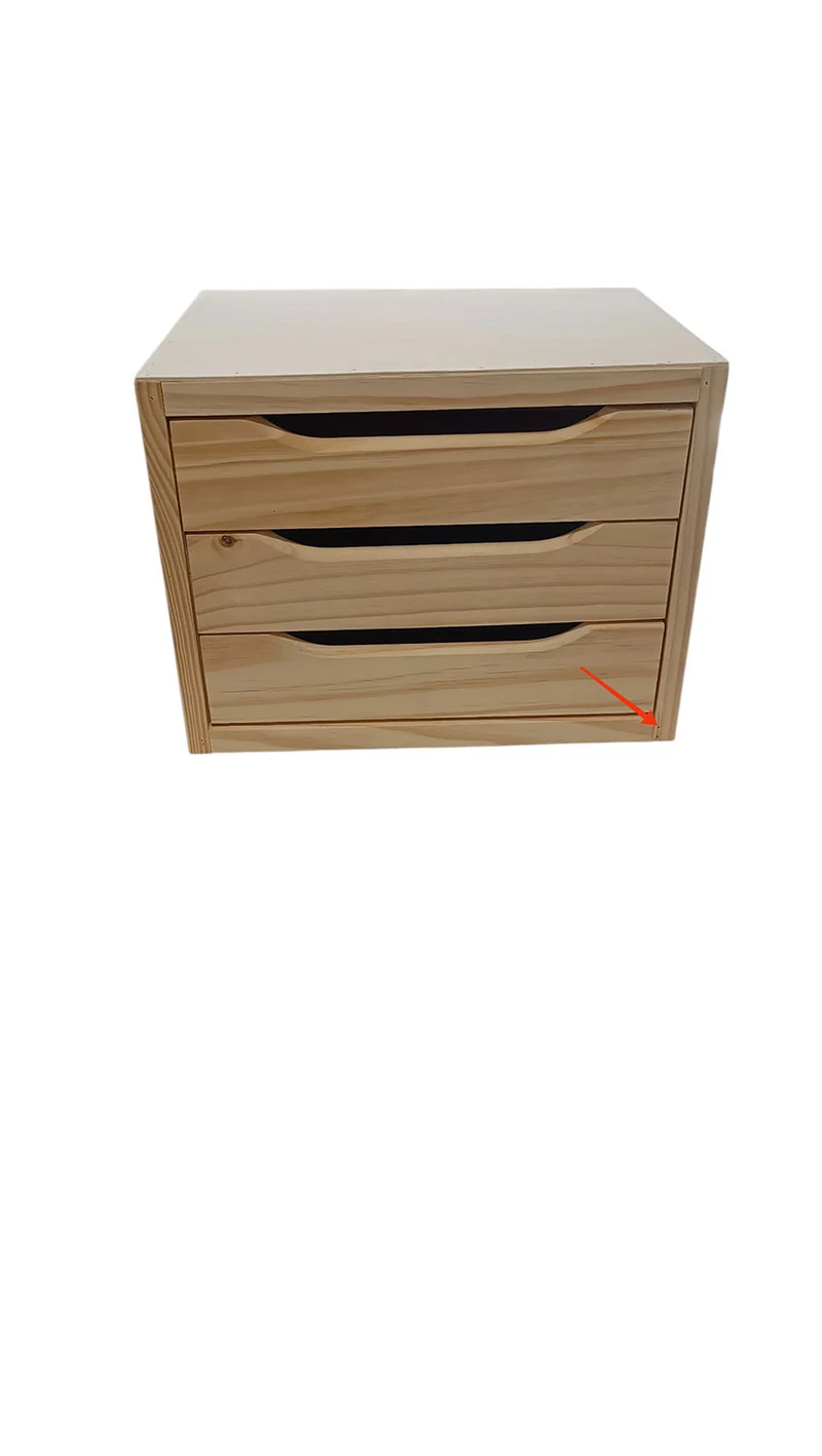 Cassettiera da Tavolo 3 cassetti 39x30x29,5 cm in Legno di Pino Naturale Seconda Scelta
