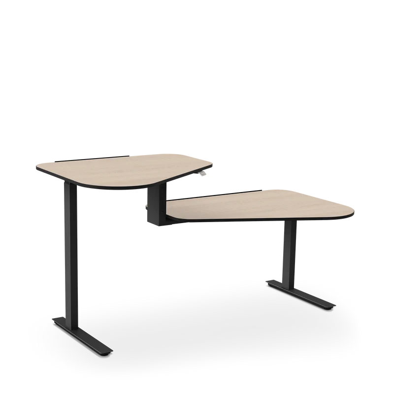 Aeris Active Office Desk, Holzoptik Eiche, Stehtisch links